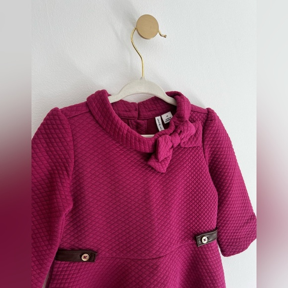 Janie and Jack Kids Fuchsia Quilted Dress with Bow Girl 2T - LIKE NEW Condition - Picture 4 of 6